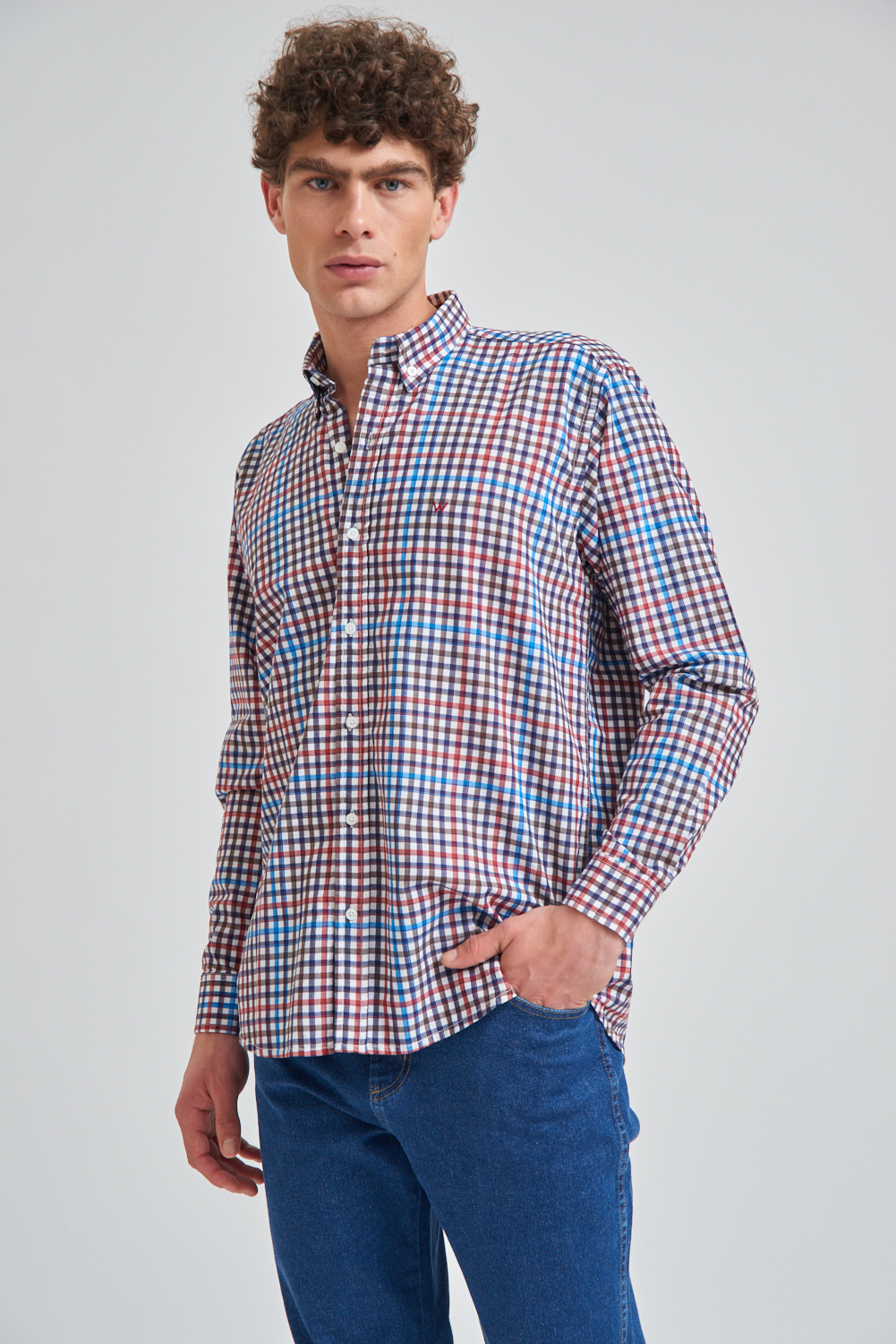 Camisa Reg Linen Checks Ls